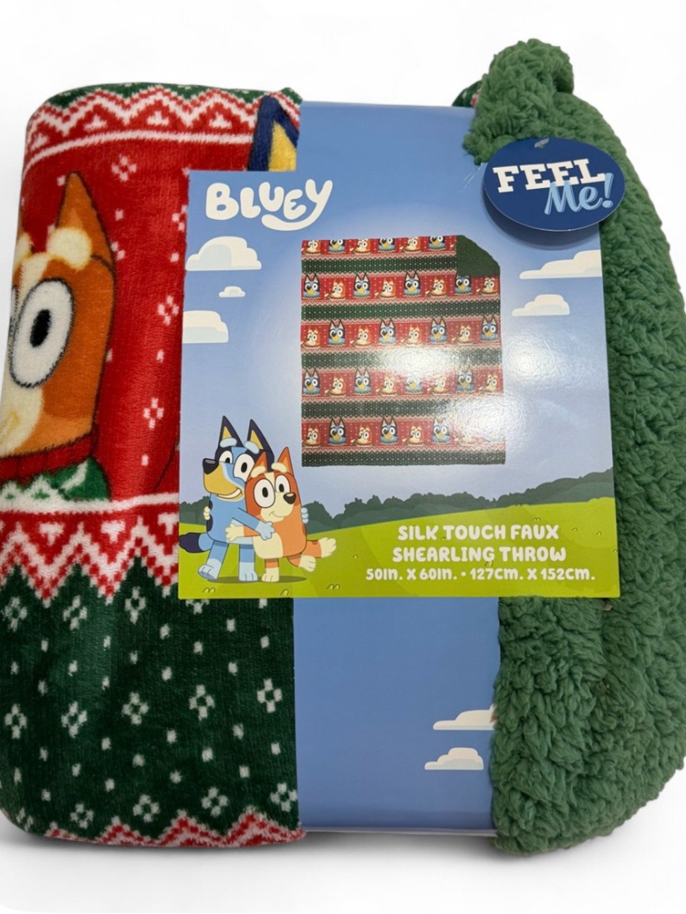 Bluey Bingo Holidays are Nice Silky Touch Faux Shearling Throw Blanket 50x60